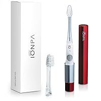 IONPA DM Red Compact Ionic Power Electric Toothbrush with Travel Cap, Brushing Timer, 2 Modes, 2 Soft Extended Filament Brush Heads Made in Japan, KISS You Outdoor, Camping, DM-011RD