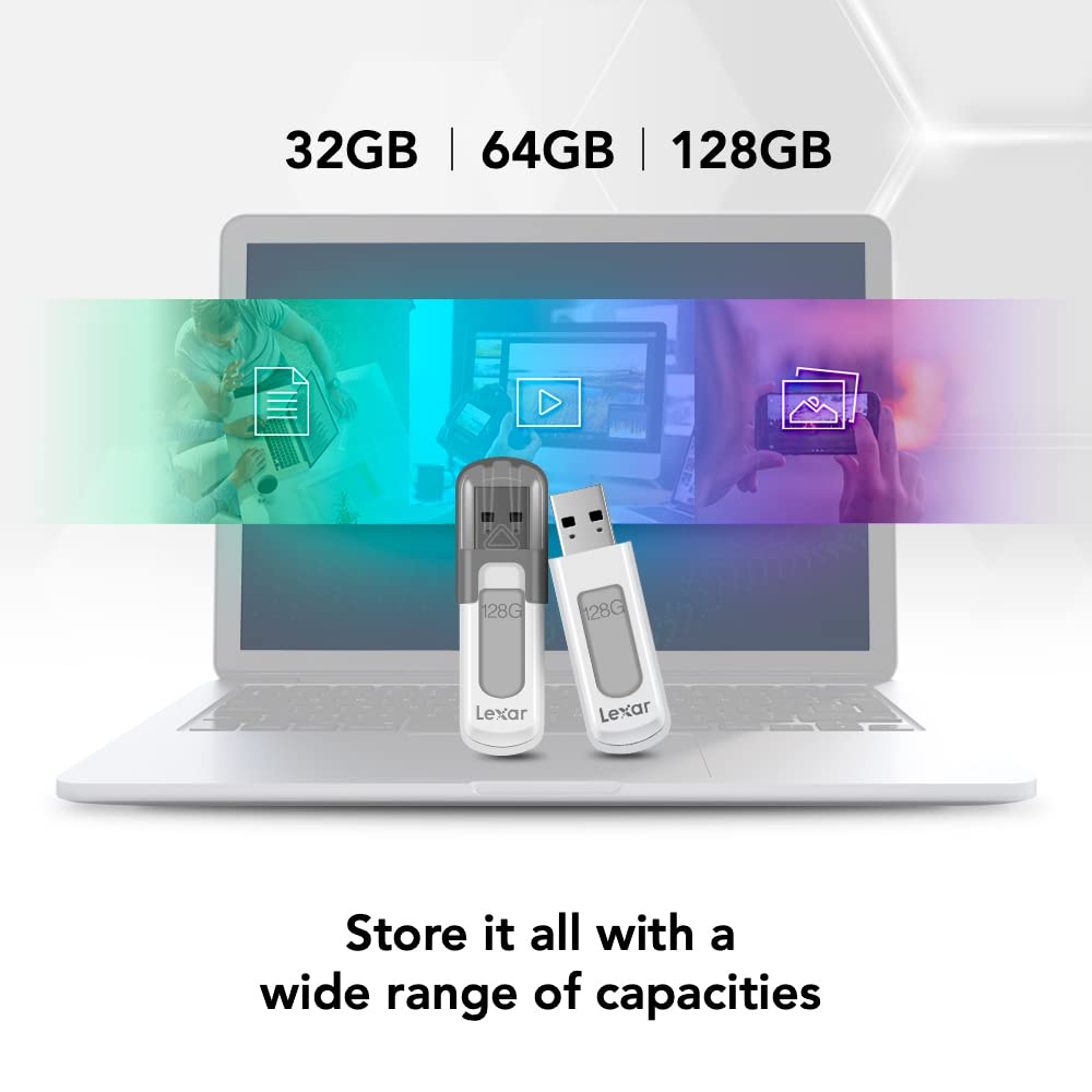 Lexar JumpDrive V100 32GB USB 3.0 Flash Drive, 3-Pack Gray, Pink, Blue (LJDV100032G-B3NNU)