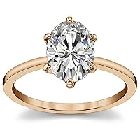 1.5 Carat Oval Under Halo Moissanite Bridal Ring Engagement Wedding Ring in 10K Rose Gold over Silver