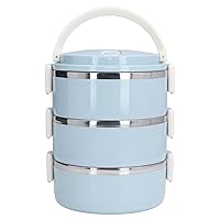 Thermal Lunch Box,3 Tier Stainless Steel Thermal Bento Lunch Box For Adults Office Camping,Home Stackable Stainless Steel Thermal Compartment Lunch/Snack Box Compartment Lunch Container (blue)