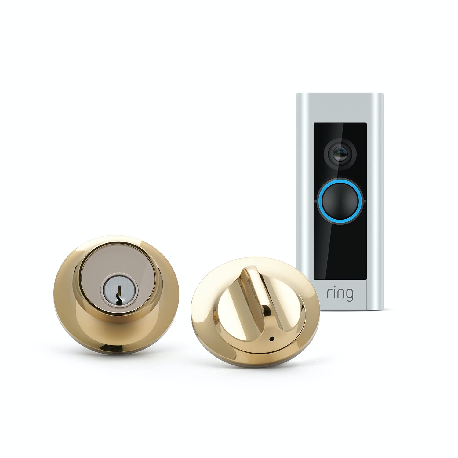 Level Lock - Touch Edition with Ring Video Doorbell Pro. Answer and Unlock Your Door from Anywhere. Polished Brass