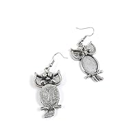5 Pairs Earrings Antique Silver Tone Fashion Jewelry Making Charms Ear Stud Hooks Suppliers Wholesale YE513042 Owl Cabochon Base Blanks