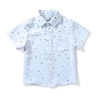 OCHENTA Boys Dress Shirts Button Down Shirt Short Sleeve Oxford Summer Casual Clothes 2T - 11 Years