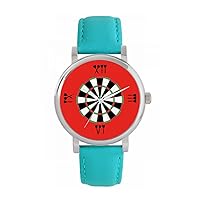 Red Roman Numerals Dartboard Watch Ladies 38mm Case 3atm Water Resistant Custom Designed Quartz Movement Luxury Fashionable
