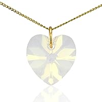 Lua Joia Tiny Birthstone Necklace - Birth Month Heart Pendant with Austrian Crystal & Extra Fine Gold Chain - Anti Tarnish Jewelry Gift for Mum, Daughter, Wife, Birthday & Anniversary