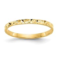 JewelryWeb 14k Yellow Gold Solid Polished Sparkle Cut Design Band for boys or girls Ring Size 3.00