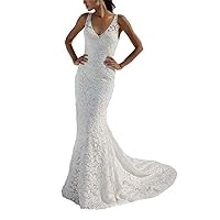 Women's Mermaid Appliqued Wedding Dress for Brides Sexy Backless Bridal Gowns Long