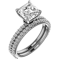 Moissanite Handmade Engagement Ring 2 CT Asscher Cut, VVS1 Clarity Colorless Moissanite, 925 Sterling Silver With 925 Stamp, Bridal Rings, Proposal Ring for Love