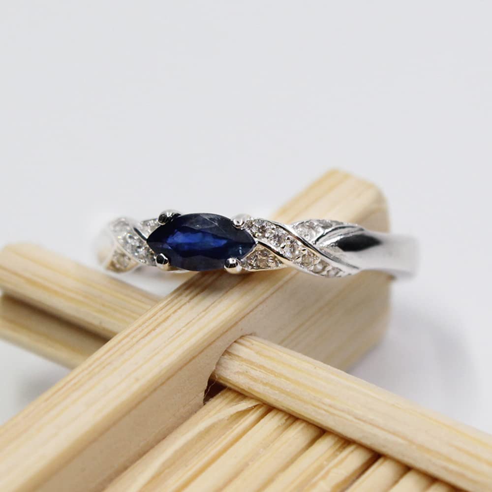 3mm*6mm Natural Sapphire Ring 925 Silver Sapphire Jewelry