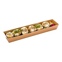 Restaurantware Matsuri Vision 11.2 x 2 x 1.4 Inch Sushi Trays 100 Greaseproof Sushi Packaging Boxes - Lids Sold Separately Disposable Kraft Paper Sushi Containers For Appetizers Or Desserts