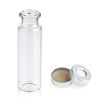 20mm, Borosilicate Glass Standard Crimp Headspace Vial,20ml Capacity,Flat Bottom,Beveled Finish,22.5x75mm and Aluminum Crimp Seal with Natural PTFE/White Silicone Septa