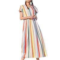 Chic Elegant Woman Korean Summer Color Stripes Dress Streetwear Party Vintage Dress