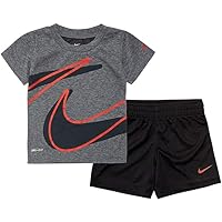 Nike Kids Baby Boy's Dri-Fit Short Sleeve T-Shirt and Shorts Two-Piece Set (Toddler) Black 4T Toddler