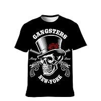 Novelty-Tshirt Mens Graphic-Tees Trendy-Novelty Casual Short-Sleeve Vintage Skull Hip-Hop Classic Vintage Teesnager Fashion