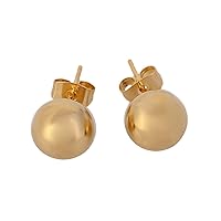 24k Yellow Gold Round Ball Stud Earrings 4mm 6mm 8mm 10mm