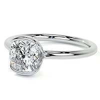 10K Solid White Gold Handmde Engagement Ring 3.0 CT Cushion Cut Moissanite Diamond Solitaire Weddings/Bridal Rings for Womens/Her Propose Gifts