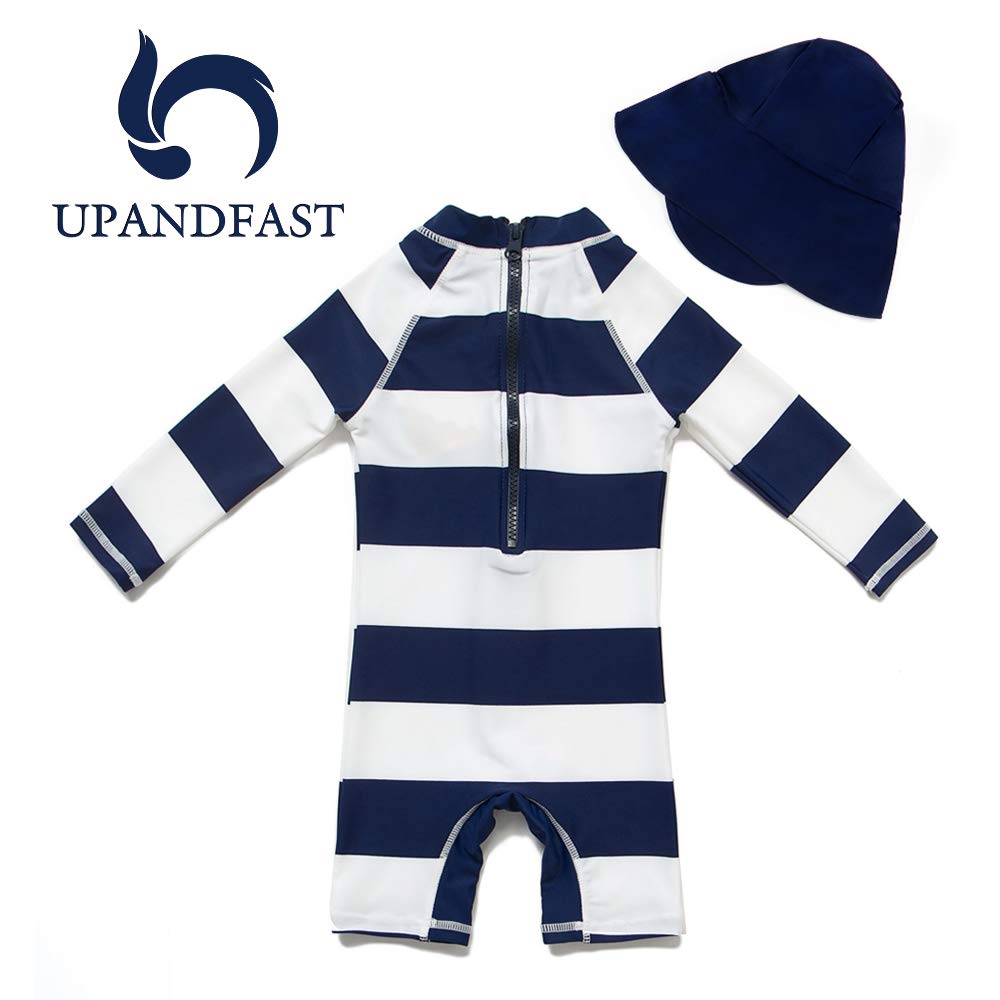 upandfast Baby/Toddler Swimsuit UPF 50+ Sun Protection One Piece Zipper Bathing Suit with Sun Hat Infant Beach Swimwear