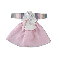 Ivory Peach Hanbok Girl Baby Korea Traditional Dress First Birthday Outfit Dohl 1-10 Ages Kid Junior Hanbok