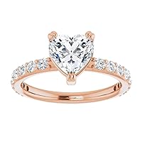 10K Solid Rose Gold Handmade Engagement Ring 1 CT Heart Cut Moissanite Diamond Solitaire Wedding/Bridal Ring for Woman/Her Best Ring