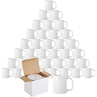 Sublimation Coffee mugs Sublimation mugs 11 oz Sublimation Mugs Blank AAA Coating Ceramic Cups Bulk with Gift Box Large Handle 36 Pack (36)