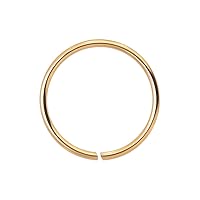 14 Karat Solid Gold 22 Gauge (0.6MM) - 1/4 Inch (6MM) Length Seamless Continuous Nose Hoop Ring