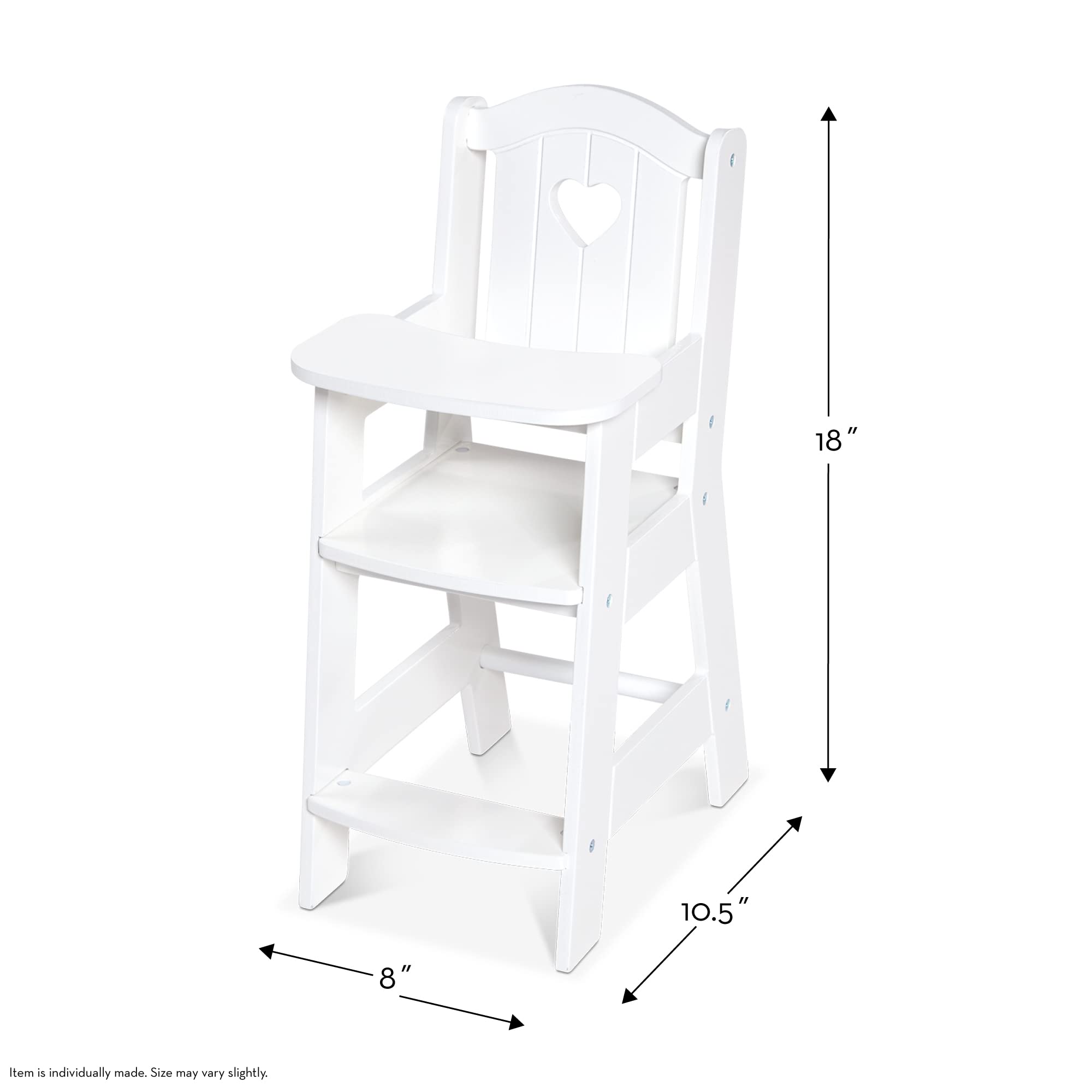 Melissa & Doug Play High Chair - Pretend Play High Chair Baby Doll Accessories,White