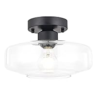 TeHenoo Semi Flush Mount Light, 10.24 Inch Clear Glass Shade, TeBara Close to Ceiling Light Fixture for Dining Room, Bedroom, Cafe, Bar, Corridor, Hallway, Entryway, Passway