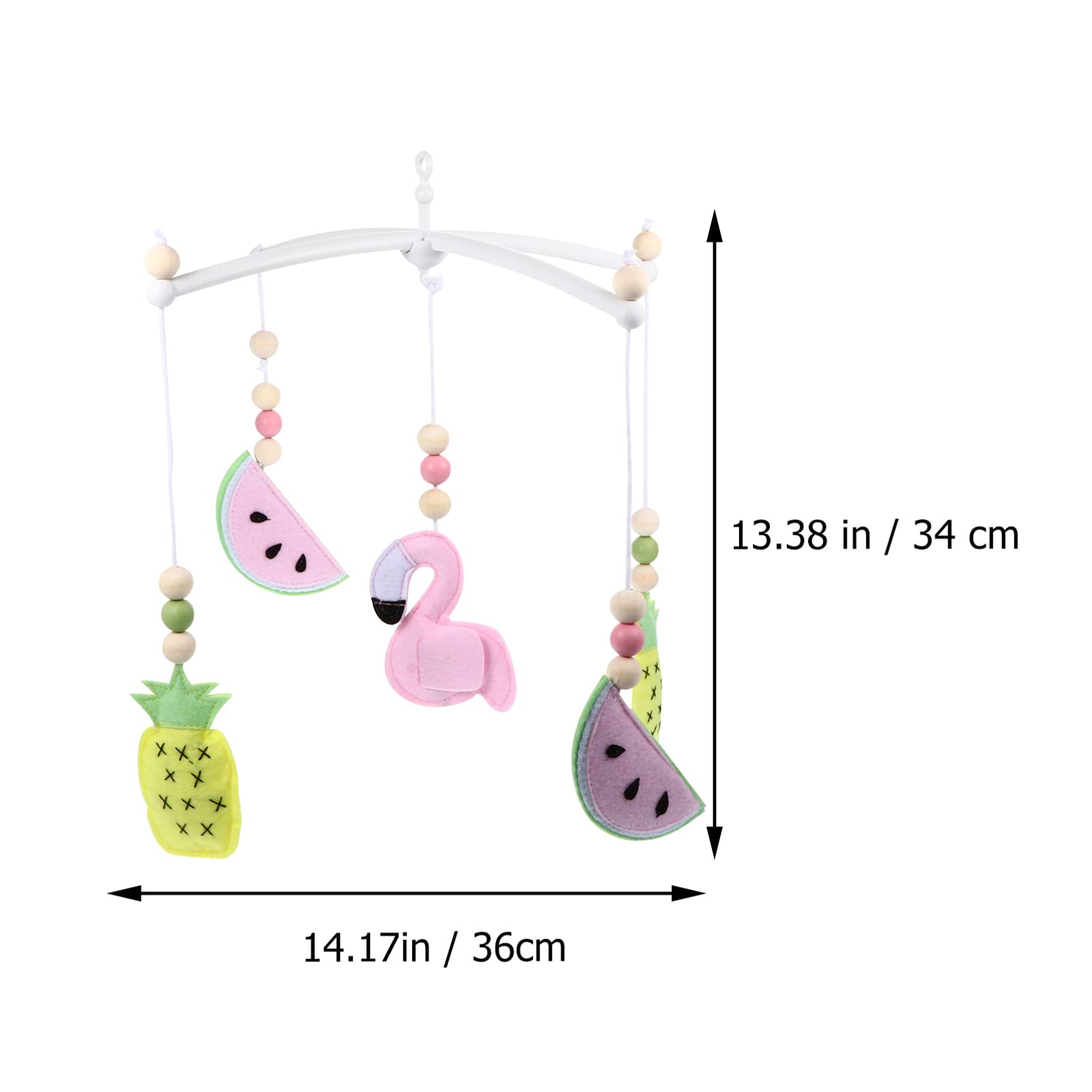 TOYANDONA Felt Baby Crib Mobile Flamingo Watermelon Hanging Car Seat Toy Wind Chime Nursery Decoration for Boys and Girls Baby Bedroom Ceiling Decor Mixed Color