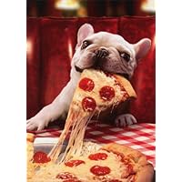 Dog With Cheesy Pizza Slice - Avanti Funny Bulldog Birthday Card