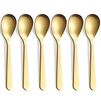 Matte Gold Demitasse Espresso Spoons, Stainless Steel Satin Finish Coffee Spoons, Mini Teaspoons, Sugar Spoons, 4.7-inch, Set of 6