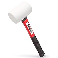 Rubber Hammer, 16oz rubber mallet With fiberglass Handle,white