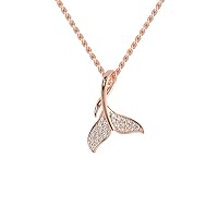 Certified Fish Style Heart Pendant in 14K White/Yellow/Rose Gold with 0.16 Ct Round Natural Diamond & 18k Gold Chain Necklace for Women | Fish Lover Pendant Necklace for Wife, Mother (IJ, I1-I2)