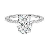 Kiara Gems 2.50 Carat Oval Diamond Moissanite Engagement Ring Wedding Ring Eternity Band Vintage Solitaire Halo Hidden Prong Setting Silver Jewelry Anniversary Ring Gift