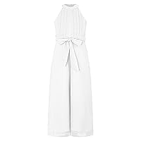 YiZYiF Girls Jumpsuit Sleeveless Halter Romper Wide Leg Pants Playsuit Wedding Birthday Party Outfits