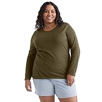JUST MY SIZE Womens Long-Sleeve Scoop-Neck Tee