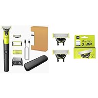 Philips Norelco OneBlade 360 with Connectivity Face & Body Hybrid Electric Trimmer & Shaver, QP4631/90 + Philips Norelco Genuine OneBlade 360 Blade Replacement Blades, 2 Count, QP420/80