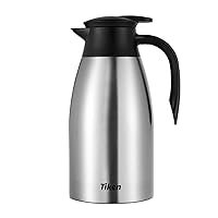 68 Oz Thermal Coffee Carafe, Stainless Steel Insulated Vacuum Coffee Carafes For Keeping Hot, 2 Liter Beverage Dispenser (Silver)