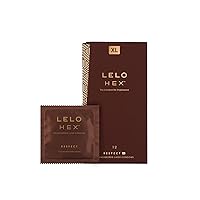 LELO HEX Respect XL, Extra Large Condoms with Increased Strength, Lubricated XL Condoms Large for Men, 2.28-Inch/58mm Diameter (12 Pack)