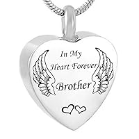 weikui in My Heart Forever Brother Cremation Urn Necklace Ashes Keepsake Memorial Heart Pendant