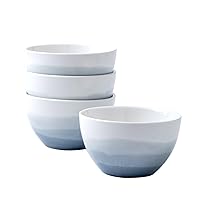 Snaked 4.5 inch ceramic bowl set of 4pcs, white ceramic bowl cereal ceramic household rice bowl soup, ramen, fruit and vegetable salad, microwave and dishwasher safe