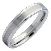 White Tungsten Carbide 4mm Brushed Center Flat Pipe Wedding Band Ring