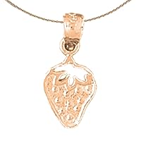 Strawberry Necklace | 14K Rose Gold Strawberry Pendant with 18