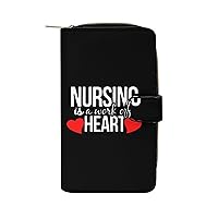 Nursing is A Work of Heart2 Purse for Women Large Capacity Zip Around Travel Clutch Wallet with Compartment