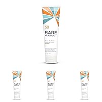 Bare Republic Sport Mineral Sunscreen SPF 50 Sunblock Body Lotion, Free of Chemical Actives, Vanilla Coco Scent, 5 Fl Oz (Pack of 4)