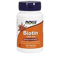 NOW Biotin 1000mcg, 100 Capsules (Pack of 4)
