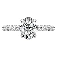 Riya Gems 3.50 CT Oval Diamond Moissanite Engagement Ring Wedding Ring Eternity Band Vintage Solitaire Halo Hidden Prong Setting Silver Jewelry Anniversary Promise Ring Gift