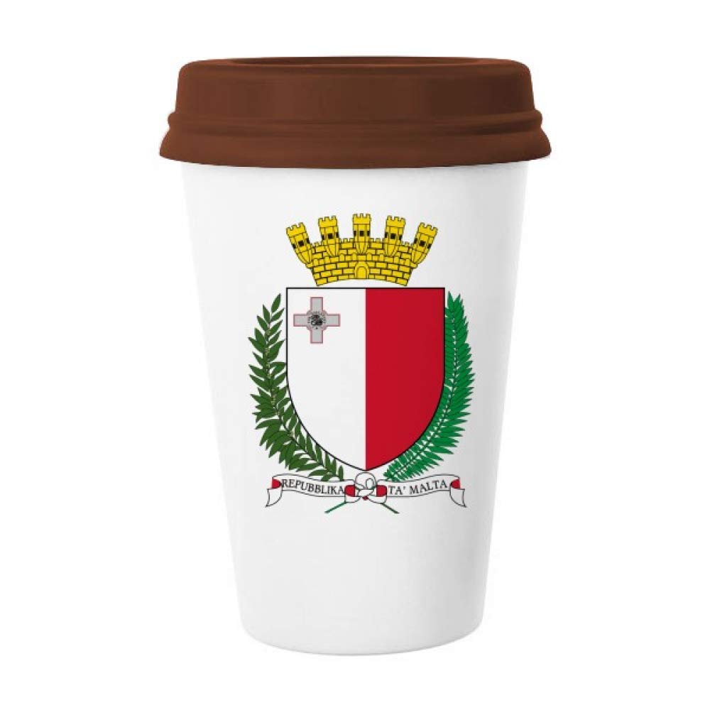 Malta Europe National Emblem Mug Coffee Drinking Glass Pottery Ceramic Cup Lid