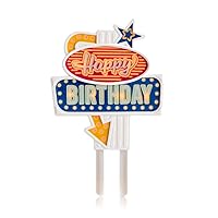 Suck UK | Happy Birthday Cake Topper | Flashing LED Sign Birthday Decorations | Cake Toppers or Cupcake Decorations for Cake Decorating | Retro Style Party Decor & Birthday Candle Alternative