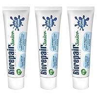 Biorepair: Oral Care Junior 7-14 Years Toothpaste, Fluoride Free, with Mint Extract - 2.53 Fluid Ounces (75ml) Tubes (Pack of 3) [ Italian Import ]