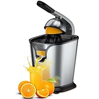 Electric Citrus Juicer Squeezer Stainless Steel 150 Watts of Power for Orange Lemon Lime Grapefruit Juice with Soft Rubber Grip, Filter and Anti-drip Spout Lock - Black, Black/Stainless Steel